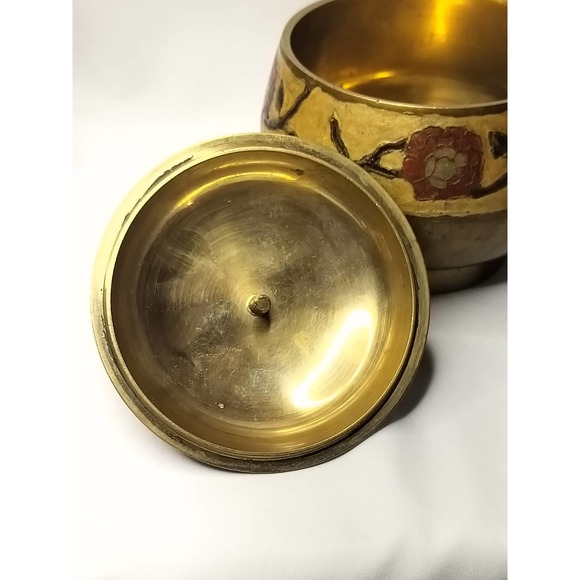 Vintage Penco Industries  Brass Enamel Trinket Box - Picture 7 of 9